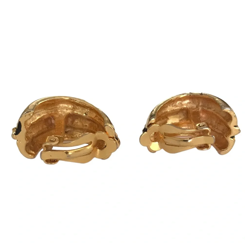 Vintage Gold Tone Chunky Scroll Clip On Earrings